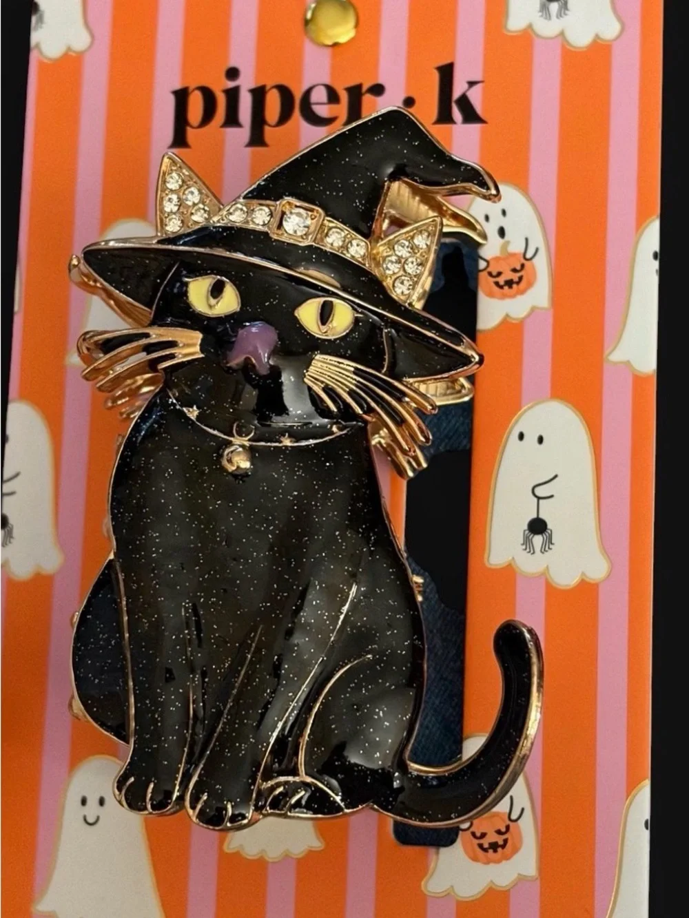 Piper K Halloween Cat and Ghost Hair Claw Set - Black Cat & White Pearl Ghost